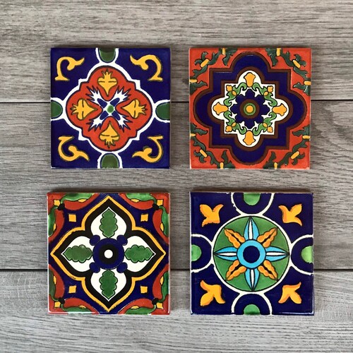 Mixed Set of 4 Mexican Tile Coasters