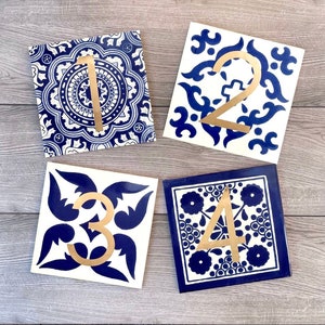 6" Mexican Tile Wedding Table Numbers