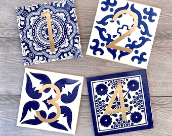 6" Mexican Tile Wedding Table Numbers