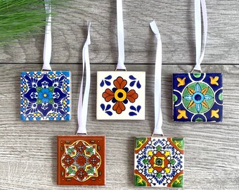 Mexican Tile Christmas Tree Ornaments