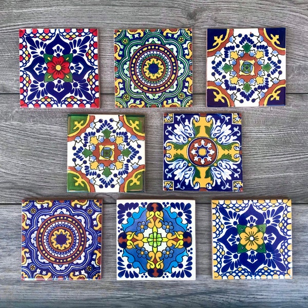 Mixed Set of 8 Mexican Tile Coasters