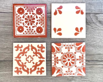 Mixed Set of 4 Mexican Tile Coasters