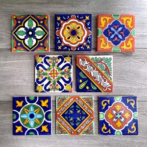 Mixed Set of 8 Mexican Tile Coasters