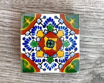 Green "Nube" Mexican Talavera Tile Magnet