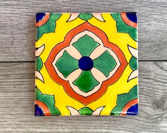 Light Yellow "Marsala" Mexican Talavera Tile Coaster