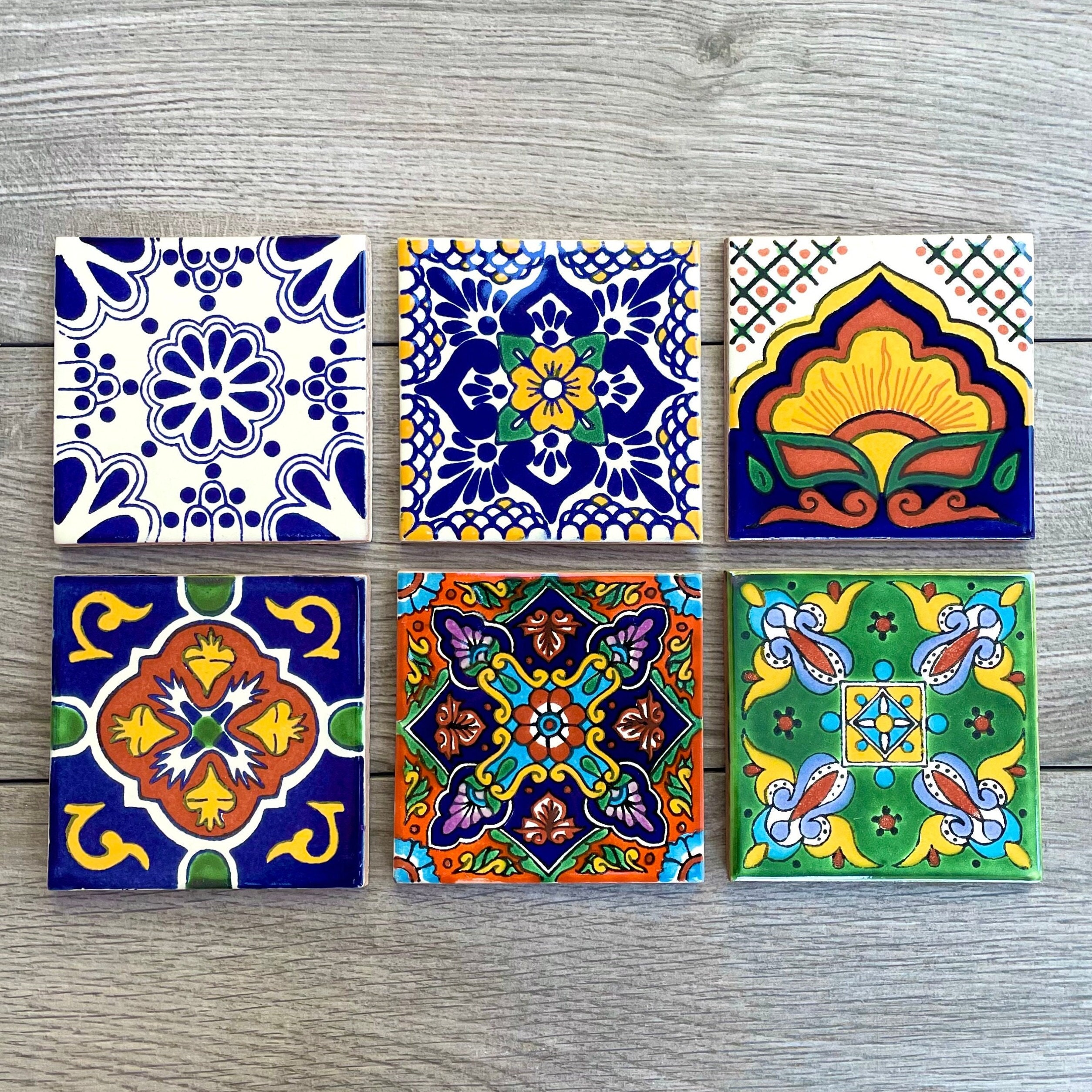 Choose Your Own Set of 6 Mexican Tile Coasters - Mix And Match