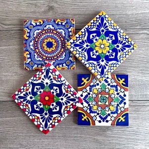 Mixed Set of 4 Mexican Tile Coasters