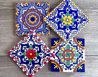 Mixed Set of 4 Mexican Tile Coasters