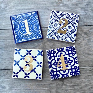 4" Mexican Talavera Tile Wedding Table Numbers