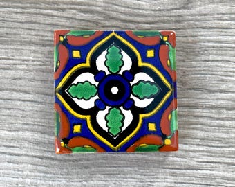 Red "Lago" Mexican Talavera Tile Magnet