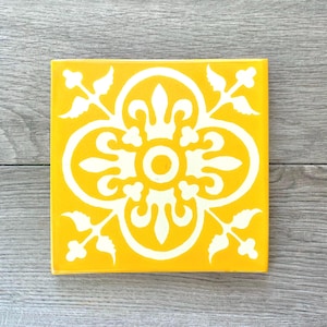 6&quot; Yellow Mexican Talavera Tile Trivet