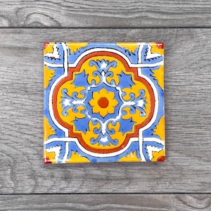 Yellow &quot;Tecoripa&quot; Mexican Talavera Tile Coaster