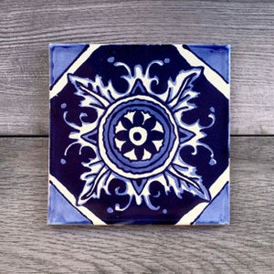 6" Blue “Fuego” Mexican Tile Trivet