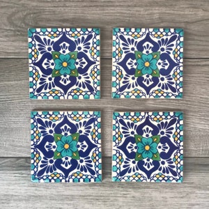 Turquoise "Escamilla" Mexican Tile Coasters