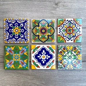 Mixed Set of 6 Mexican Tile Coasters
