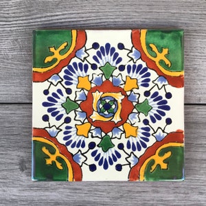6&quot; Green &quot;Nube&quot; Mexican Tile Trivet