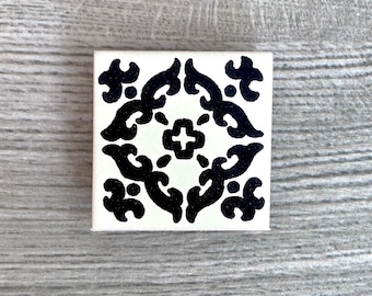 Black "Barroco" Mexican Tile Magnet