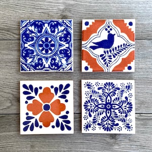 Choose Your Own Set of 4 Mexican Tile Coasters - Mix And Match