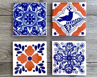 Choose Your Own Set of 4 Mexican Tile Coasters - Mix And Match