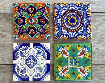 Mixed Set of 4 Mexican Tile Coasters