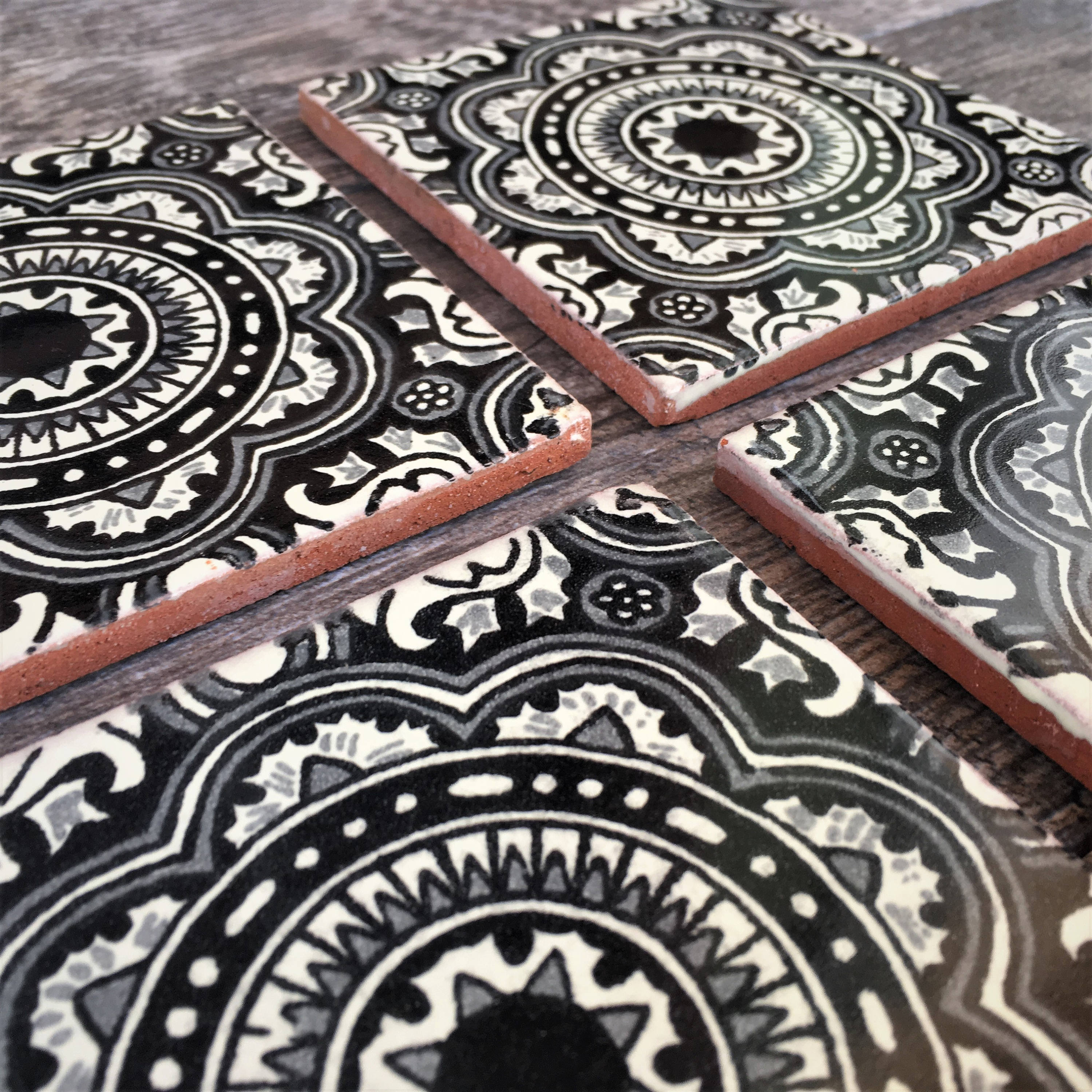 Black and White Royal Mexican Tile Coasters | Etsy