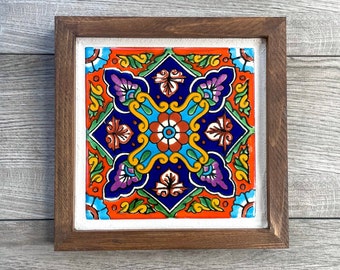 手作りスペインタイル壁装飾：青と白の陶器アート（30 cm） - Etsy 日本