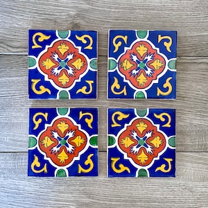 Dessous de verre en carreaux de Talavera mexicains bleus « Granada »