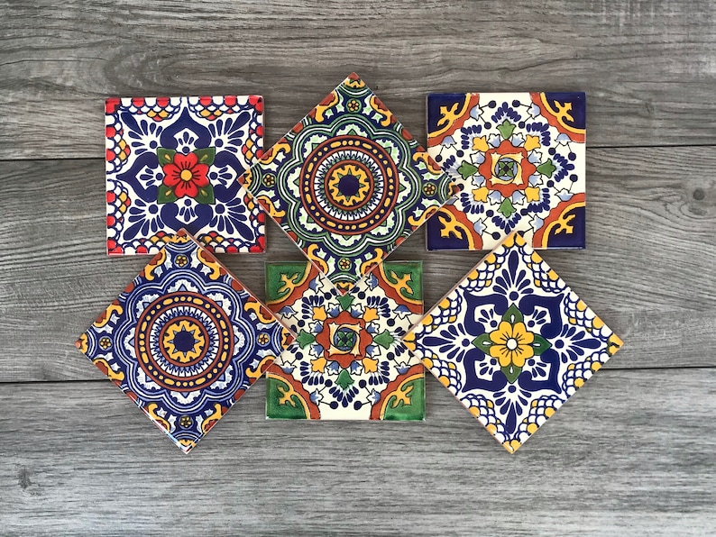 Mixed Set of 6 Mexican Tile Coasters image 2