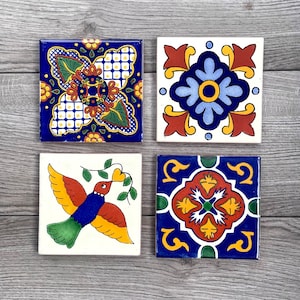 Mixed Set of 4 Mexican Tile Coasters