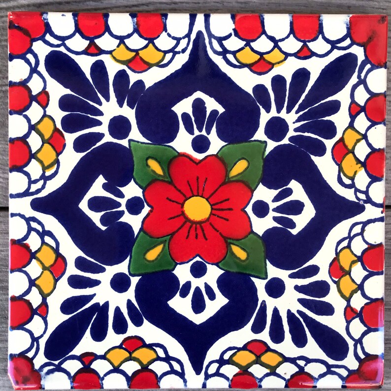 6 Red Escamilla Mexican Tile Trivet image 3