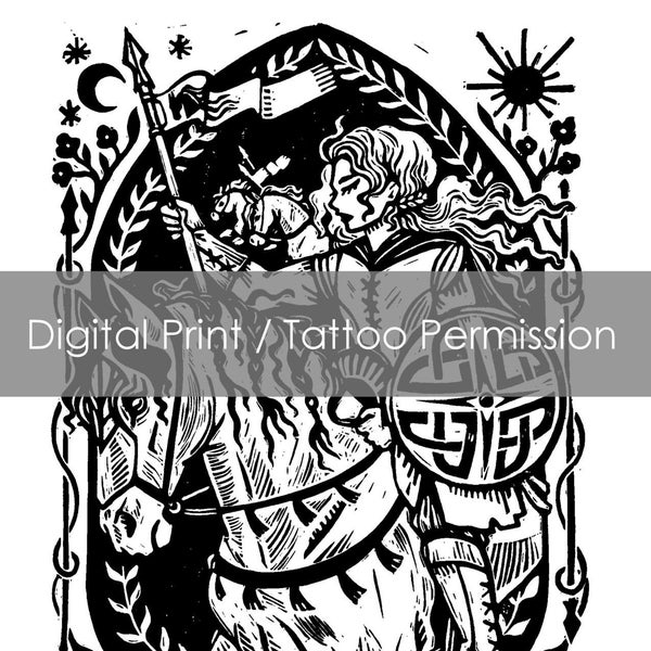 Download digital - somente arquivo digital - permissão para impressão/tatuagem da Spearmaiden (este não é um item físico, apenas arquivo digital)