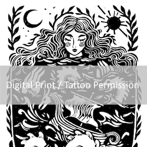 Digital Download - Digital File Only - &quot;Sea Ballad&quot; Print / Tattoo Permission (This is not a Physical Item, Digital File Only)
