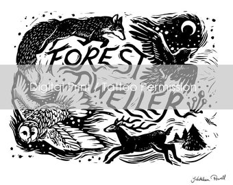 Digital Download - Digital File Only - Forest Dweller Print / Tattoo Permission (This is not a Physical Item, Digital File Only)