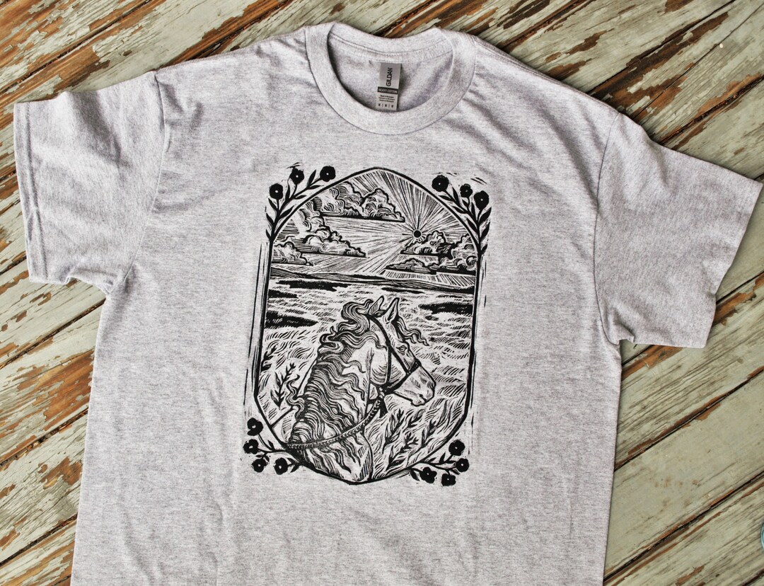 Ride on Block Printed Shirt - Gildan Heather Gray Unisex Shirt ...