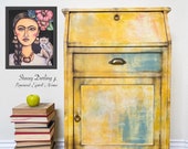 Boho Secretary Desk for Bedroom. Small Painted Drop Front Desk for Home Office. Girl 39 s Homeschool Desk. Colorful Writing Desk for Her