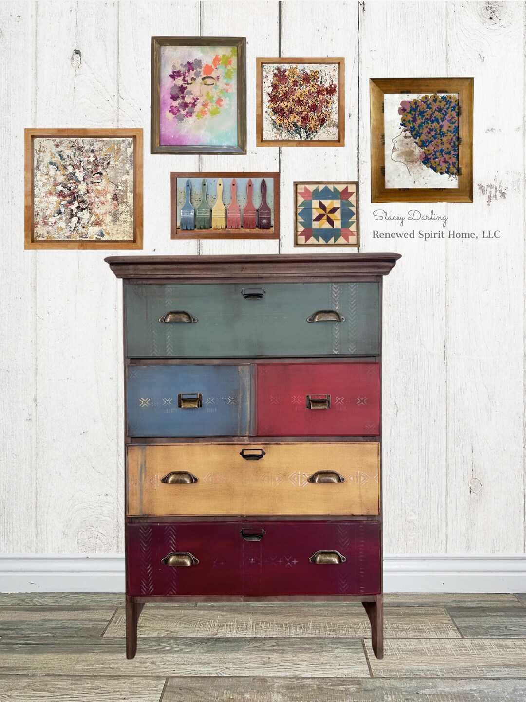 Dresser Boho Bedroom. Chest of Drawers Painted. Boho Farmhouse Etsy