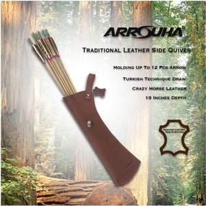 Traditional Archery Leather Quiver Crazy Horse Type 19 Inches Depth 12 pcs Arrow