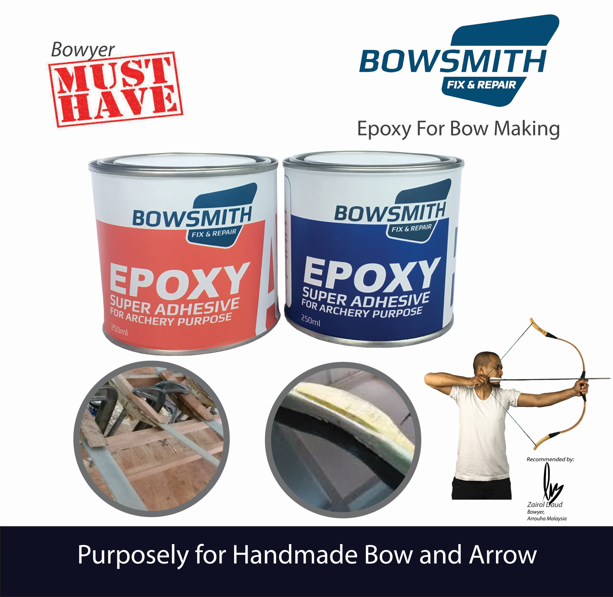 Epoxy Fiberglass Resin Super Adhesive for Bow Making Arrouha Bowsmith
