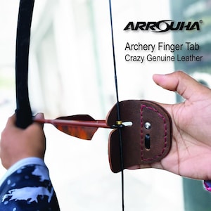 Arrouha Archery Finger Tab Protection Genuine Leather Crazy Horse For Modern and Traditional Technique