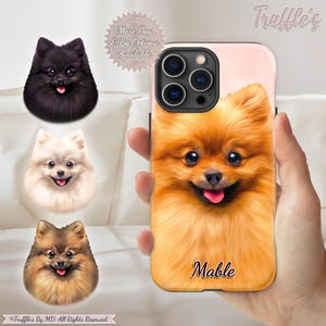 Custodia per telefono Pomerania personalizzata / Cover per telefono per cani personalizzata / Regalo Pomerania personalizzato / Regalo unico per gli amanti dei cani / Ritratto di cane Pomerania