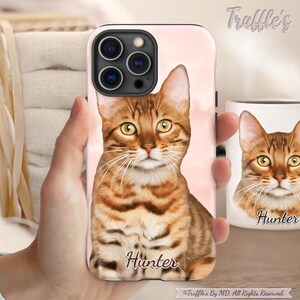 Custom Cat Phone Case | Personalized Bengal Cat Phone Cover | Bengal Cat Portrait On Phone Case | Cat Lover Gift | Cat Mom | Cat Dad Gift