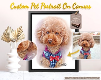 Custom Dog Portrait On Canvas | Custom Pet Drawing | Dog Adoption Gift Idea | Personalize Dog Lover Gift | Handmade Pet Memorial Gift