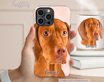 Custom Vizsla Dog Phone Case | Personalized Dog Phone Cover | Vizsla Portrait On Phone Case | Unique Dog Lover Gift | Custom Vizsla Gift