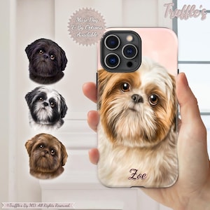 Coque de portable Shih Tzu personnalisée | Housse de téléphone personnalisée pour chien | Portrait de chien Shih Tzu personnalisé | Cadeau unique pour amoureux des chiens | Portrait réaliste d'animal de compagnie
