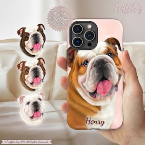 Custom English Bulldog Phone Case | Personalized Dog Phone Cover | Bulldog Portrait Drawing | Dog Lover Unique Gift | English Bulldog Gift