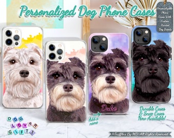 Custom Schnauzer Phone Case | Personalized Dog Phone Cover | Schnauzer Portrait Phone Case | Dog Lover Unique Gift | Realistic Pet Portrait