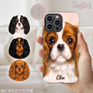 Custom Cavalier King Charles Spaniel Dog Tough Phone Case Personalized Gift For Dog Lover Dog Mom Dog Dad