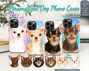 Custom Chihuahua Phone Case | Personalized Dog Phone Cover | Dog Portrait On Phone Case | Dog Lover Unique Gift | Chihuahua Pet Portrait