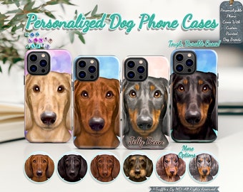 Custom Dachshund Phone Case | Personalized Dog Phone Cover | Dog Portrait On Phone Case | Dog Lover Unique Gift | Realistic Pet Portrait