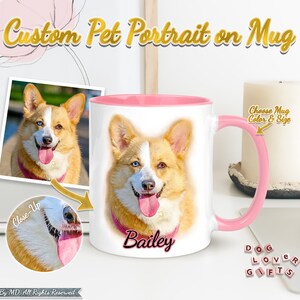 Custom Pet Portrait On Mug | Dog Painting On Coffee Cup | Dog Lover Gift | Pet Memorial Gift | Dog Adoption Gift | 11 15 oz Ceramic Mug |